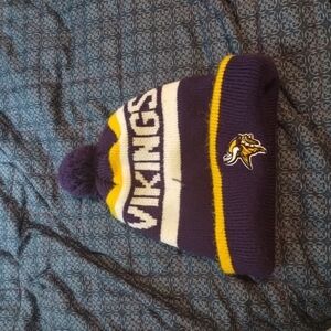 Vikings Kids Pom-Pom Beanie - Purple and Yellow